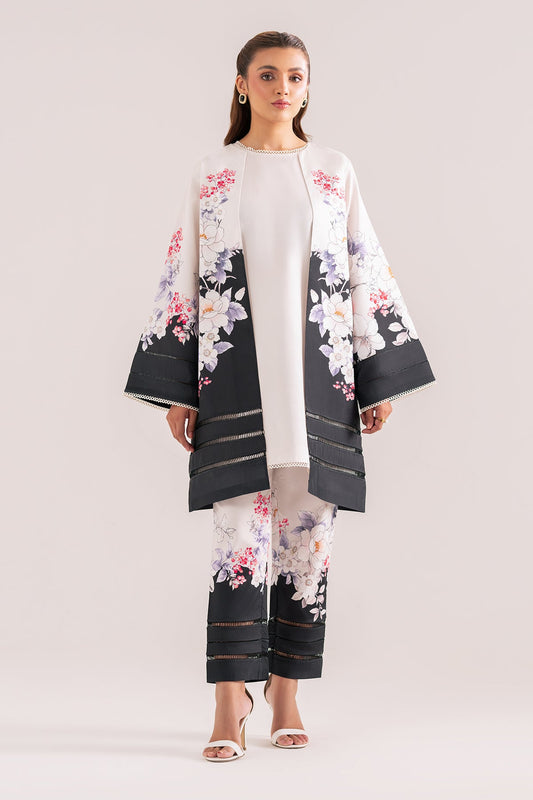 Blanche, a black and ivory crepe shrug by Jahaan