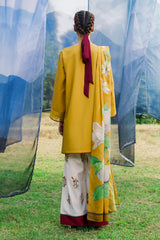 Solaris mustard raw silk 3-piece suit by Jahaan, photo 2 of 6