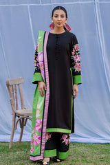 Cypress, a black slub cotton 3-piece suit by Jahaan