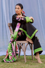 Cypress black slub cotton 3-piece suit by Jahaan, photo 6 of 8
