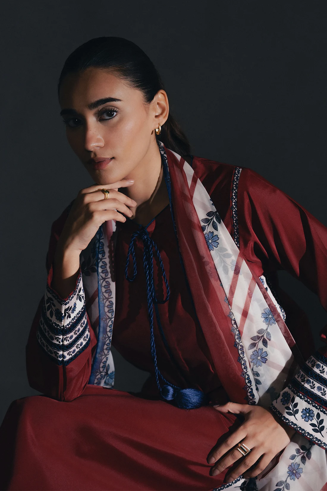 Aurora — Maroon Premium Soft Crepe 3 Piece Suit by Jahaan
