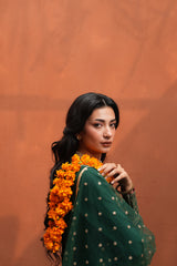 Hoor green raw silk 3-piece suit by Jahaan, photo 5 of 7