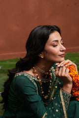 Hoor green raw silk 3-piece suit by Jahaan, photo 7 of 7