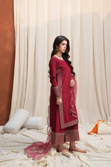 Gulaab red raw silk 3-piece suit by Jahaan, photo 2 of 8