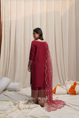 Gulaab red raw silk 3-piece suit by Jahaan, photo 3 of 8