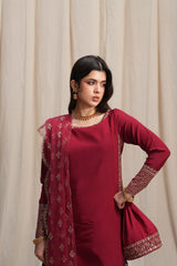 Gulaab red raw silk 3-piece suit by Jahaan, photo 7 of 8