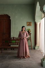 Gul-mohar, a pink raw silk 3-piece suit by Jahaan