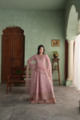 Gul-mohar pink raw silk 3-piece suit by Jahaan, photo 4 of 9