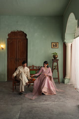 Gul-mohar pink raw silk 3-piece suit by Jahaan, photo 6 of 9