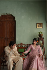 Gul-mohar pink raw silk 3-piece suit by Jahaan, photo 7 of 9