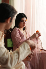 Gul-mohar pink raw silk 3-piece suit by Jahaan, photo 8 of 9