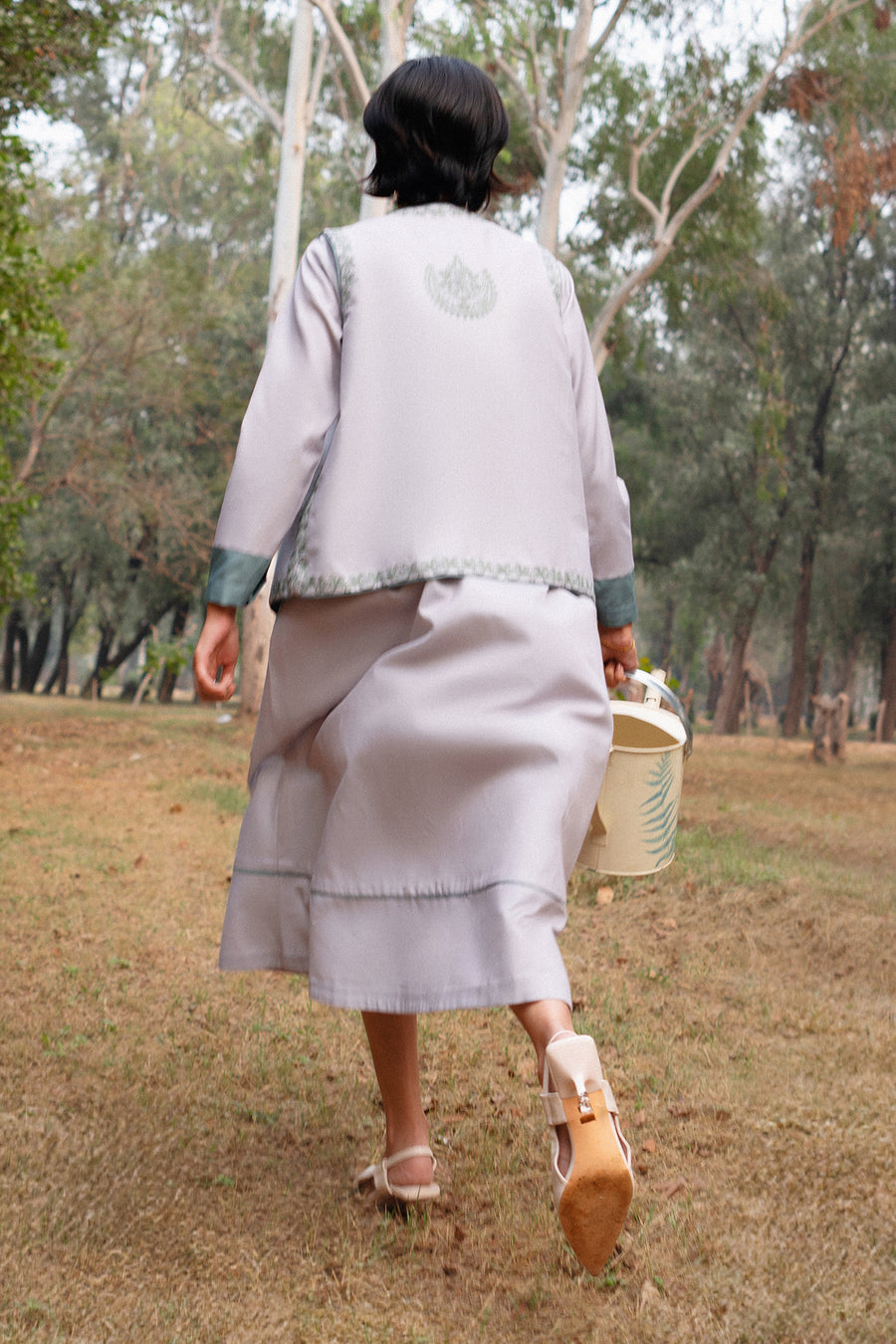Wisp pearl grey slub cotton dress by Jahaan, photo 2 of 7