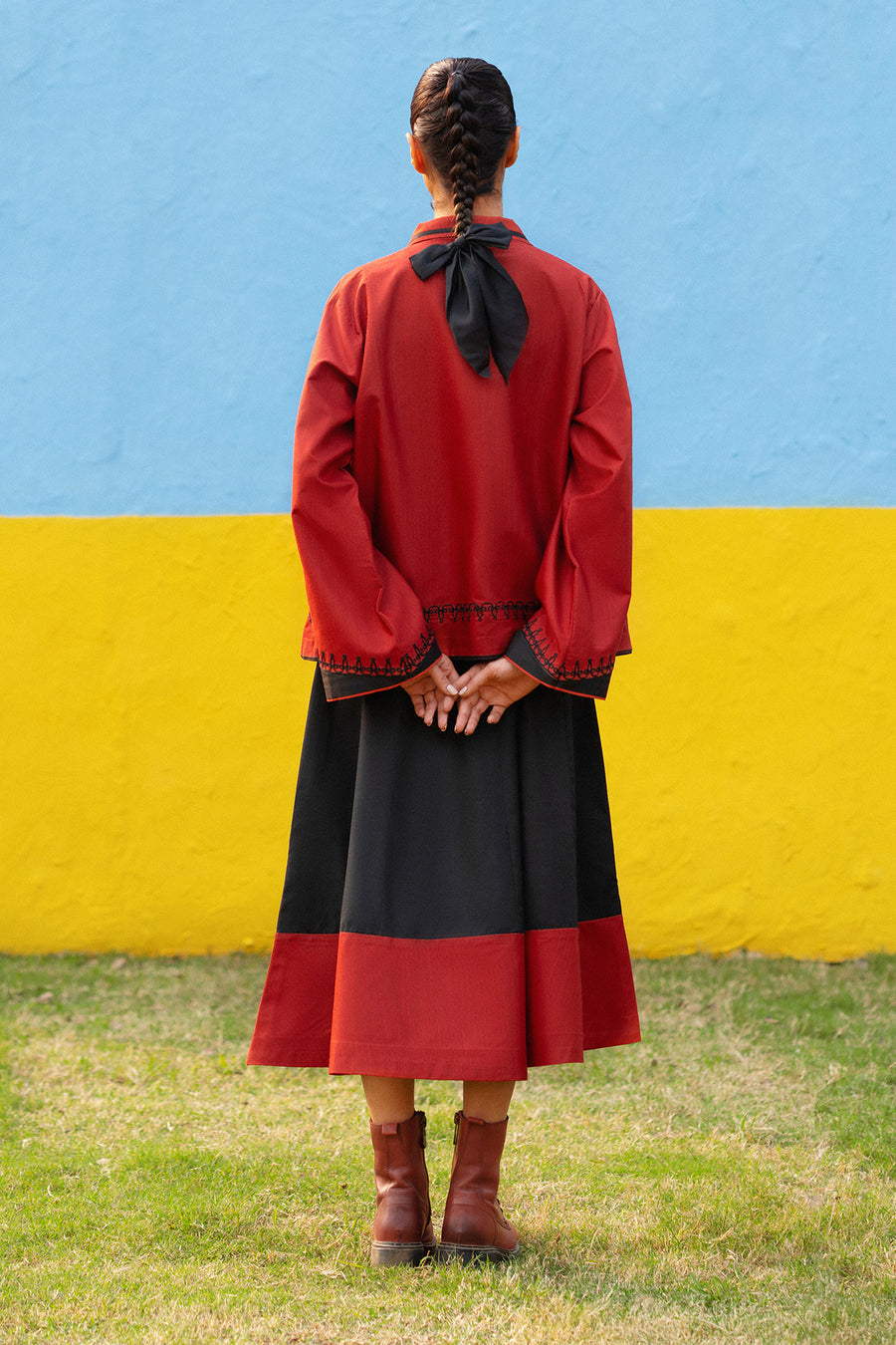 Vortex black/rust slub cotton dress by Jahaan, photo 2 of 8