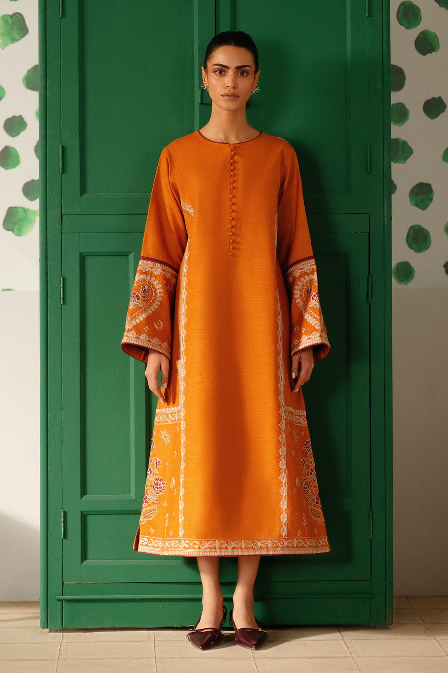 Auburn, an ochre slub cotton dress by Jahaan