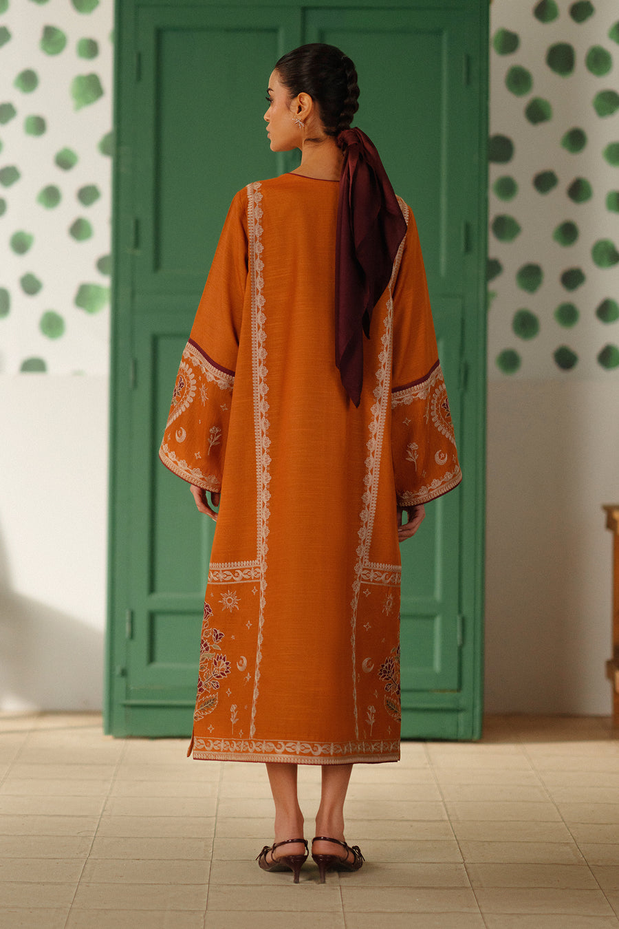 Auburn ochre slub cotton dress by Jahaan, photo 2 of 7