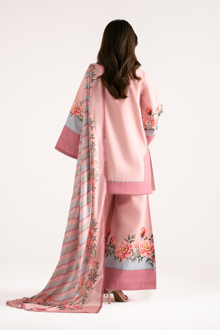Rosse pink silk lawn 3-piece suit by Jahaan, photo 2 of 6