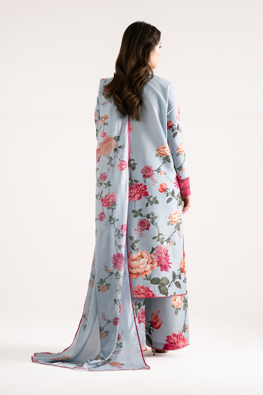 Etoilee sky blue silk lawn 3-piece suit by Jahaan, photo 2 of 6