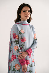 Etoilee sky blue silk lawn 3-piece suit by Jahaan, photo 4 of 6