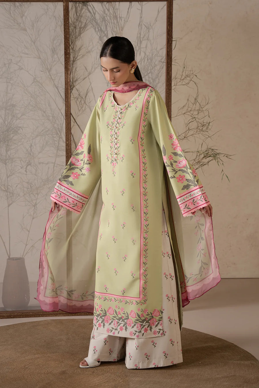 Aveline serene green crepe 3-piece suit by Jahaan, photo 2 of 6