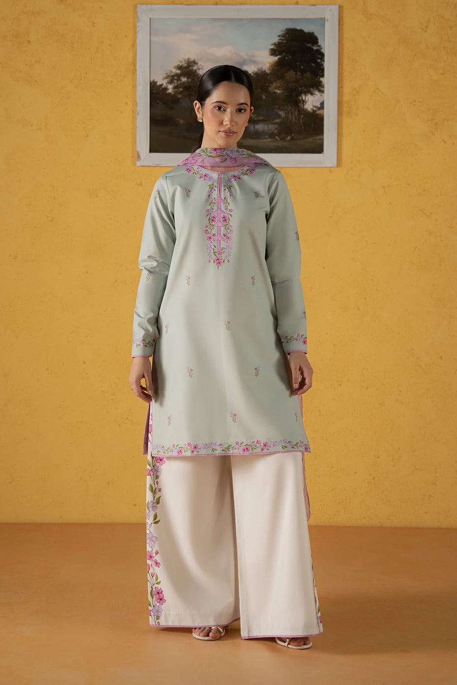 Ciela, an ice blue silk lawn 3-piece suit by Jahaan