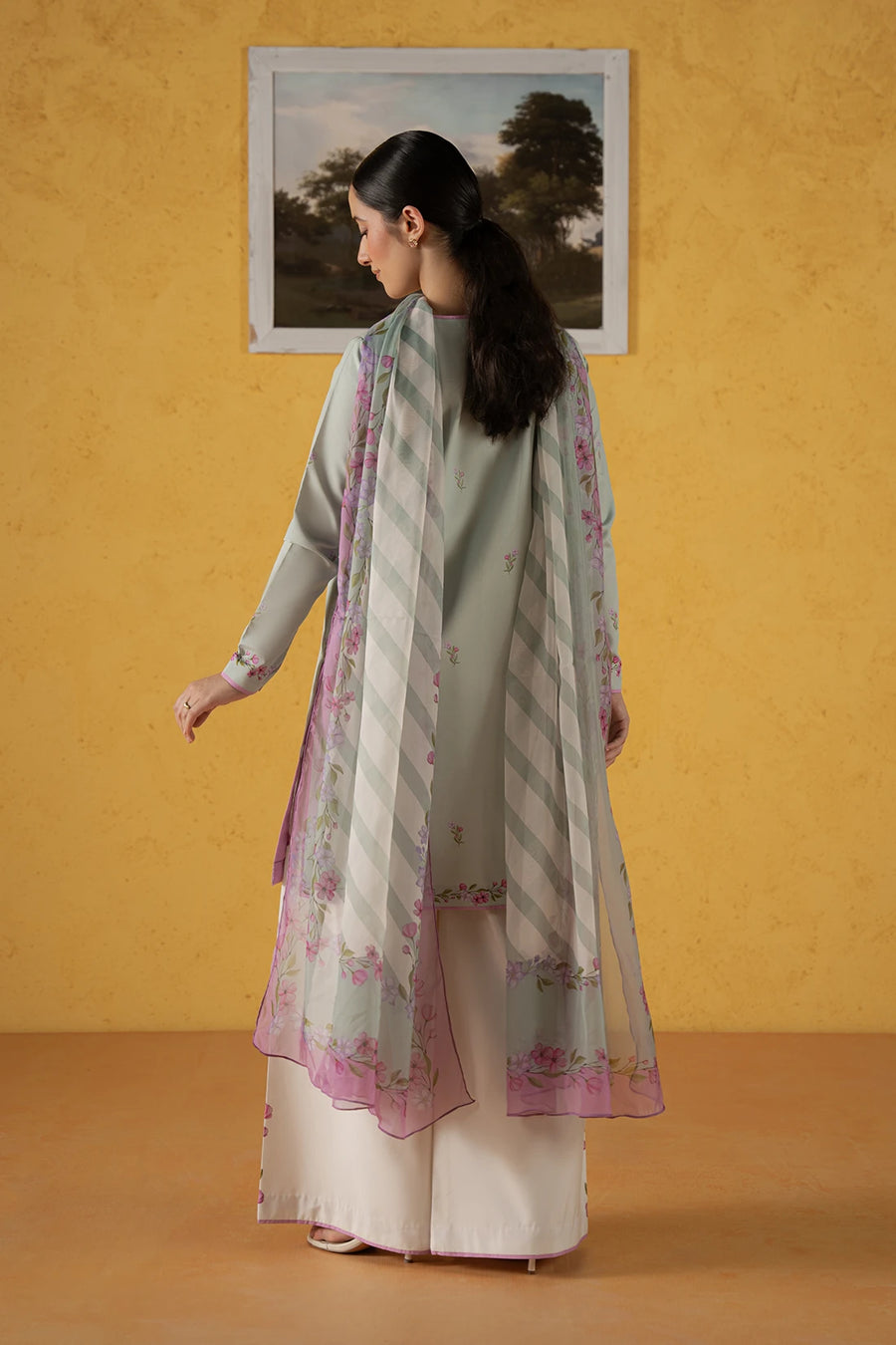 Ciela ice blue silk lawn 3-piece suit by Jahaan, photo 2 of 5