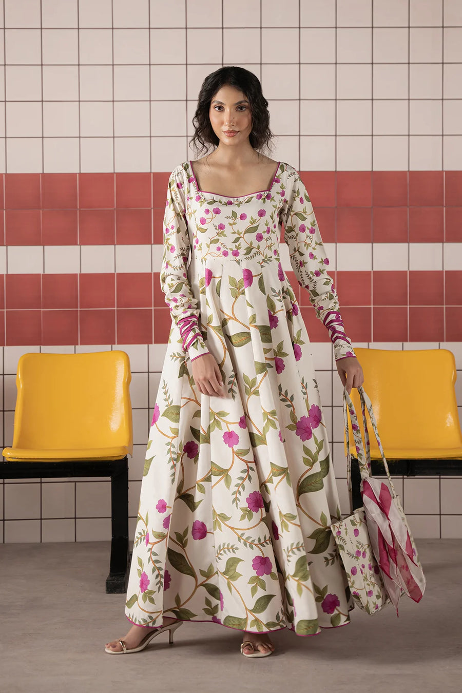 Florelle, an ivory silk lawn 3-piece suit by Jahaan
