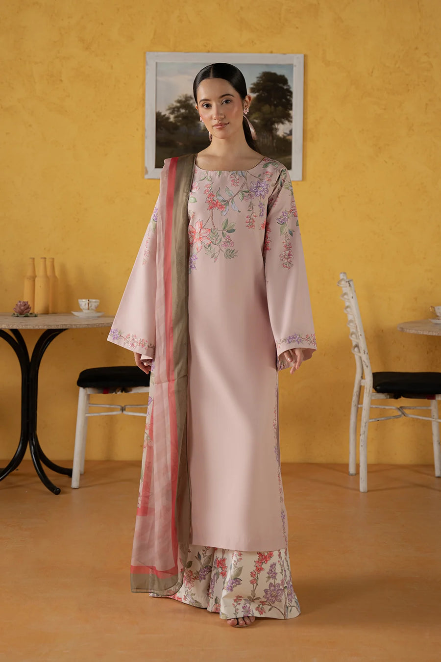 Lovina, a pink silk lawn 3-piece suit by Jahaan