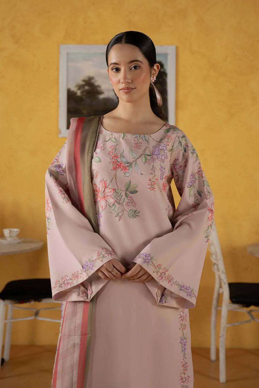 Lovina pink silk lawn 3-piece suit by Jahaan, photo 2 of 5