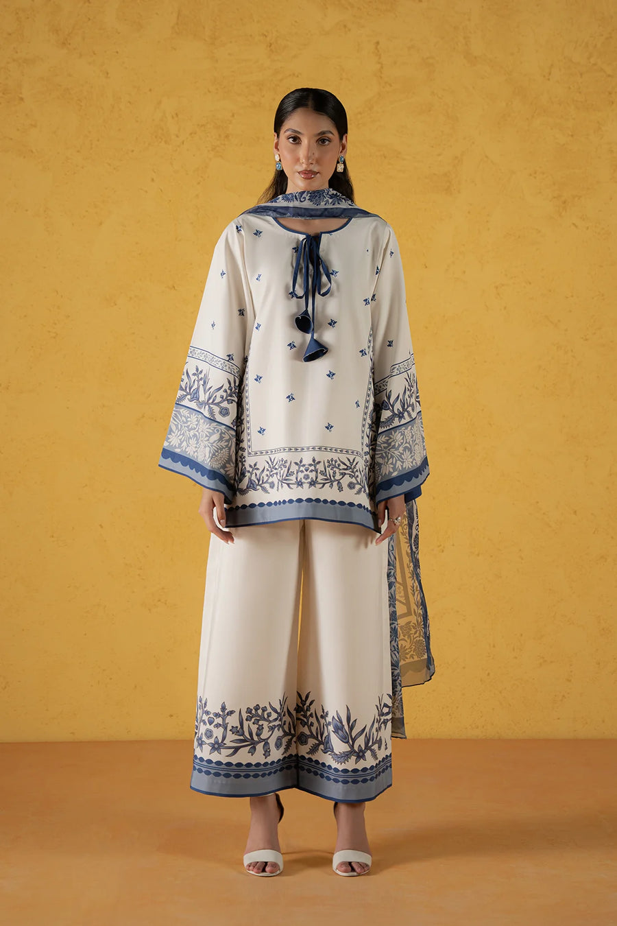 Maris, a black & ivory silk lawn 3-piece suit by Jahaan