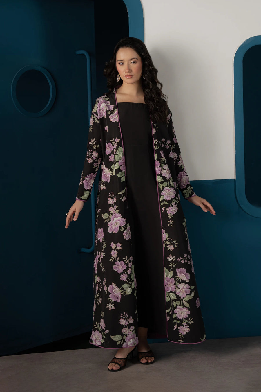 Velnoir, a black silk lawn 3-piece suit by Jahaan